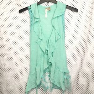 Forgotten Grace Tor Front Ruffled Cardigan Blouse
